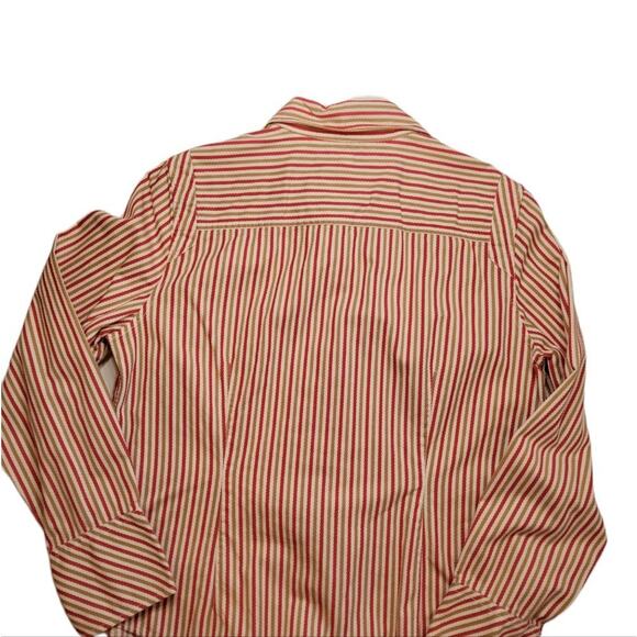 Tommy Hilfiger Women's Long Sleeve Blouse Size XL Melon, tan & white - Picture 2 of 10